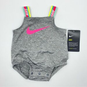 Nike Newborn Girls One Piece Swimsuit, Gray, NWT
